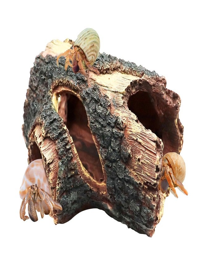 Neeenn Hermit Crab Hideout, Resin Simulation Stone Reptile Cave Hideout, Hermit Crab Climbing Toys, Terrarium Habitat Decor for Lizard Spider Aquarium Fish Gecko Bearded Dragon - Image 1